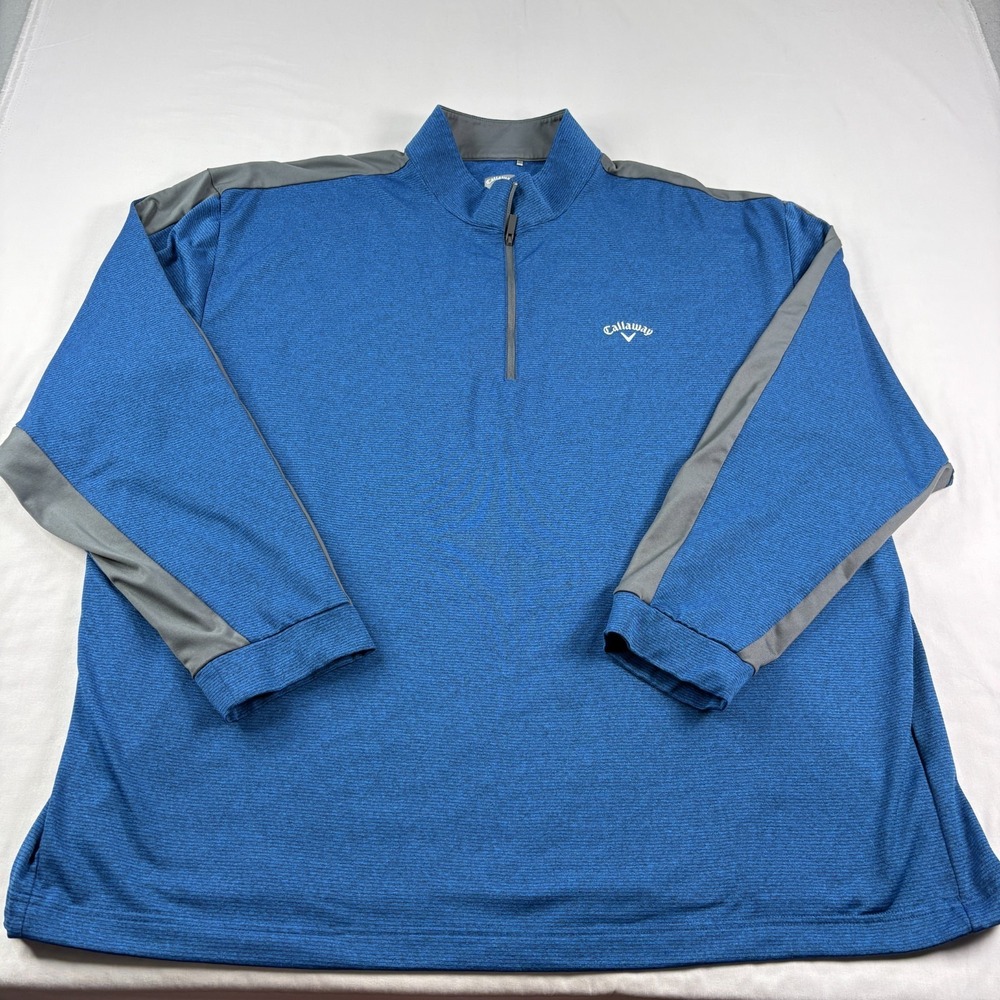 Callaway Golf Shirt Mens 3XLT Tall Blue 1/4 Zip Pullover Weather Series Stretch - Picture 2 of 11